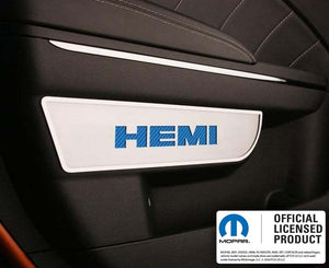 2011-2013 CHARGER/CHRYSLER 300 - FRONT DOOR BADGES W/HEMI INLAY 2PC | BRUSHED STAINLESS, CHOOSE INLAY COLOR