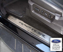 Load image into Gallery viewer, 2010-2014 FORD RAPTOR - FRONT DOOR SILLS OUTER 2PC | BRUSHED/POLISHED STAINLESS STEEL
