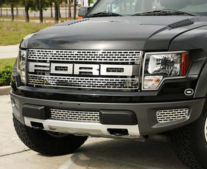 2010-2014 FORD RAPTOR - UPPER FRONT GRILLE 2PC | STAINLESS STEEL, CHOOSE FINISH | Brushed