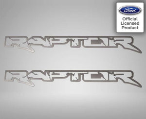 2010-2014 FORD RAPTOR - RAPTOR FRAME STYLE EMBLEMS 15" 2PC | STAINLESS STEEL, CHOOSE FINISH | Polished