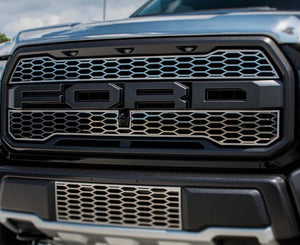 2017-2018 FORD RAPTOR - UPPER GRILLE OVERLAYS | PREMIUM STAINLESS STEEL, CHOOSE FINISH | Polished