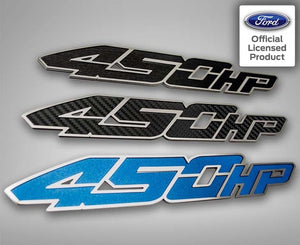 2017-2018 FORD RAPTOR - 450 HORSEPOWER CUSTOM EMBLEMS 2PC | 3 STYLE OPTIONS | with Black Carbon Fiber Vinyl