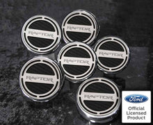 Load image into Gallery viewer, FORD RAPTOR - ENGINE FLUID CAP COVERS WITH RAPTOR LOGO 6PC | TRIPLE PLATED CHROME, CHOOSE COLORED INLAY
