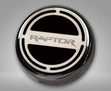 Load image into Gallery viewer, FORD RAPTOR - ENGINE FLUID CAP COVERS WITH RAPTOR LOGO 6PC | TRIPLE PLATED CHROME, CHOOSE COLORED INLAY
