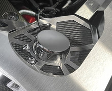 Load image into Gallery viewer, 2020-2022 C8 CORVETTE COUPE - CARBON FIBER SHOCK TOWER COVERS BRUSHED TRIM | STAINLESS STEEL
