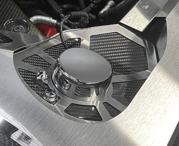 2020-2022 C8 CORVETTE COUPE - CARBON FIBER SHOCK TOWER COVERS BRUSHED TRIM | STAINLESS STEEL