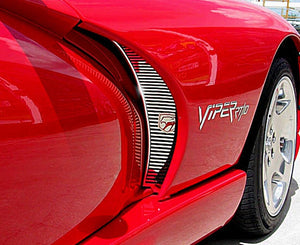 1996-2002 DODGE VIPER - SIDE HOOD VENT GRILLES BILLET STYLE W/VIPER HEAD 2PC | POLISHED STAINLESS STEEL