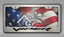 Load image into Gallery viewer, DODGE VIPER GEN 3-5 TAG FRAME VIPER FONT BLACK POWDER COATED BASE| CHOOSE INLAY
