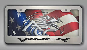 DODGE VIPER GEN 3-5 TAG FRAME VIPER FONT BLACK POWDER COATED BASE| CHOOSE INLAY