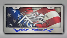 Load image into Gallery viewer, DODGE VIPER GEN 3-5 TAG FRAME VIPER FONT BLACK POWDER COATED BASE| CHOOSE INLAY
