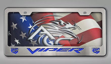 Load image into Gallery viewer, DODGE VIPER GEN 5 TAG FRAME VIPER FONT STRYKER LOGO BLACK POWDER COATED BASE| CHOOSE VIPER INLAY
