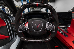 CCS STEERING WHEEL RED CARBON FIBER BUTTON COVERS 4PC - C8 CORVETTE