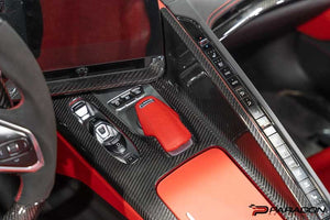 CCS C8 CORVETTE RED CARBON FIBER CENTER CONSOLE OVERLAY