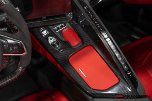 CCS C8 CORVETTE RED CARBON FIBER CENTER CONSOLE OVERLAY