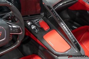 CCS C8 CORVETTE RED CARBON FIBER CENTER CONSOLE OVERLAY