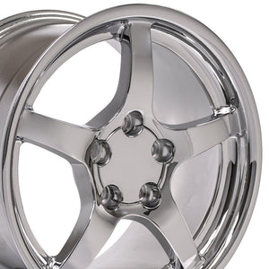 Corvette C5 Rims CV05 DD 17x9.5 Chrome Corvette Wheels from OE Wheels