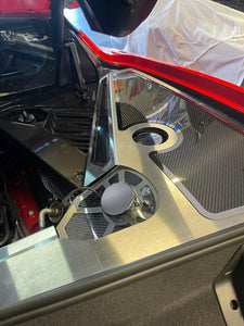 2020-2022 C8 CORVETTE COUPE - CARBON FIBER SHOCK TOWER COVERS BRUSHED TRIM | STAINLESS STEEL