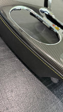 Load image into Gallery viewer, Corvette C6 Center Console Bezel with Yellow Stitching OEM GM Carbon Fiber Hydro Gunmetal NON F55
