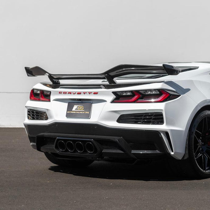 Corvette C8 Z06 Conversion Style Rear High Wing Spoiler Carbon Fiber