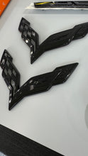 Load image into Gallery viewer, C7 Corvette Stingray Painted Body Color Custom Painted Front + Rear Cross Flags Emblems
