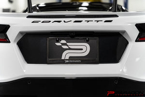 PARAGON PERFORMANCE C8 CORVETTE LICENSE PLATE INSERT - CARBON FIBER OR CARBON FLASH