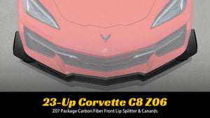 Chevrolet Stingray Corvette C8 Z06 / E-RAY Front Splitter with Canards Carbon Fiber Custom Painted