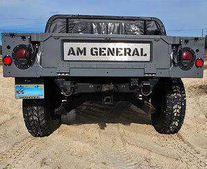 TAILGATE PLATE INSERT-BLACK REFLECTIVE CAMO BASE W/BRUSHED TOP PLATE (AM GENERAL STYLE)