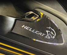 Load image into Gallery viewer, 2015-2023 HELLCAT/DEMON REDEYE CHALLENGER - HELLCAT DOOR BADGES 2PC | STAINLESS W/REAL CARBON FIBER OVERLAY
