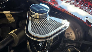 2015-2023 MUSTANG MASTER CYLINDER COVER POLISHED WITH CARBON FIBER TOP PLATE WITH BRUSHED TRIM