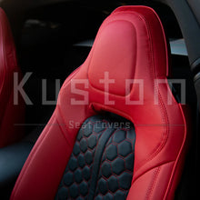 Load image into Gallery viewer, 2014-19 Corvette C7 RED with BLACK HoneyComb Leather Seat Covers Stingray Interior from Kustom Cover (Copy)
