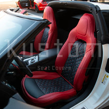 Load image into Gallery viewer, 2014-19 Corvette C7 RED with BLACK HoneyComb Leather Seat Covers Stingray Interior from Kustom Cover (Copy)
