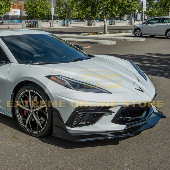 Corvette C8 EOS Performance Track Edition (7) Piece Front Splitter Lip Custom Painted Glossy Black