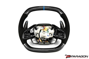 PARAGON PERFORMANCE C8 Z06 STYLE CORVETTE CARBON FIBER STEERING WHEEL - BLUE