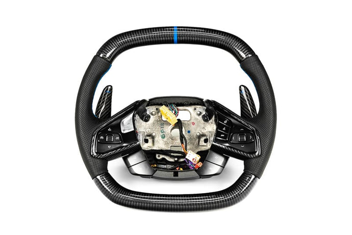 PARAGON PERFORMANCE C8 Z06 STYLE CORVETTE CARBON FIBER STEERING WHEEL - BLUE