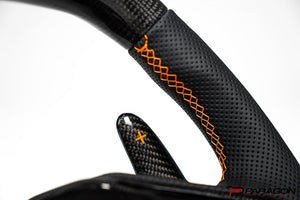 PARAGON PERFORMANCE C8 Z06 STYLE CORVETTE CARBON FIBER STEERING WHEEL - ORANGE