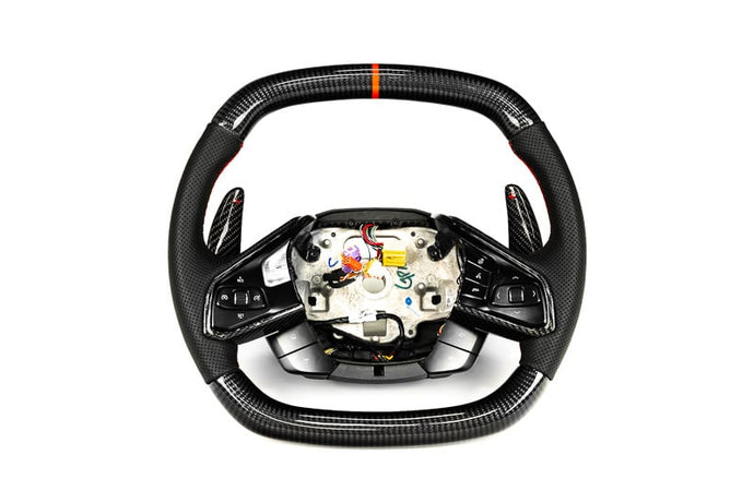 PARAGON PERFORMANCE C8 Z06 STYLE CORVETTE CARBON FIBER STEERING WHEEL - RED