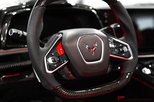 CCS C8 CORVETTE STEERING WHEEL BLACK SIDE COVERS - HEATED