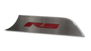 2010-2015 CAMARO RS - DOOR PANEL KICK PLATES W/RS INLAY 2PC | BRUSHED STAINLESS, CHOOSE COLOR