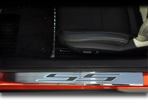 2010-2015 CAMARO SS - OUTER DOOR SILLS WITH 'SS' INLAY 2PC | STAINLESS STEEL, CHOOSE INLAY COLOR