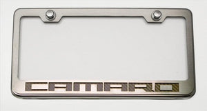 CAMARO - LICENSE PLATE FRAME WITH CAMARO LETTERING | STAINLESS STEEL, CHOOSE VINYL OR LED COLOR