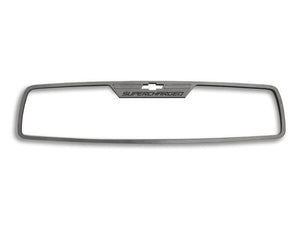 2012-2013 CAMARO - REAR VIEW MIRROR TRIM "SUPERCHARGED" STYLE FOR RECTANGLE MIRROR | BRUSHED STAINLESS