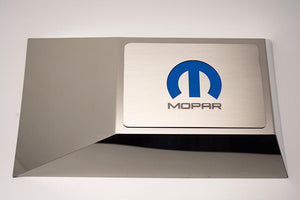 2008-2023 CHALLENGER/2005-2015 CHARGER - FUSE BOX COVER PLATE WITH MOPAR M LOGO | BRUSHED STAINLESS STEEL