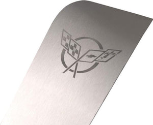 1997-2004 C5/Z06 CORVETTE - OUTER DOOR SILLS ETCHED C5 LOGO & CORVETTE LETTERING 2PC| BRUSHED STAINLESS