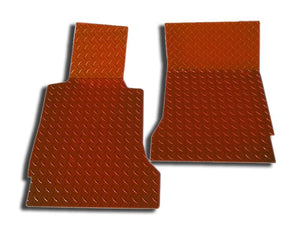 2005-2013 C6 CORVETTE - ORANGE DIAMOND PLATE FLOOR MATS 2PC | POLISHED ALUMINUM