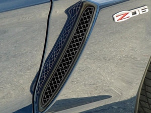 2006-2012 C6 Z06 CORVETTE - FRONT SIDE VENT GRILLES 2PC | BLAKK STEALTH STAINLESS LASER MESH