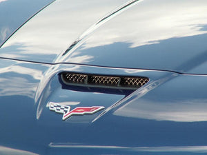 2006-2013 Z06/GS/ZR1/C6 CORVETTE - LASER MESH HOOD VENT GRILLES | POLISHED STAINLESS STEEL