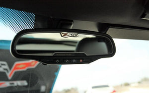 2006-2013 C6 CORVETTE Z06 - REAR VIEW MIRROR TRIM Z06 505HP STYLE [STANDARD]  BRUSHED STAINLESS