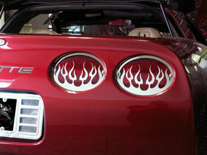 1997-2004 C5/Z06 CORVETTE - TAILLIGHT GRILLES FLAME STYLE 4PC | POLISHED STAINLESS STEEL