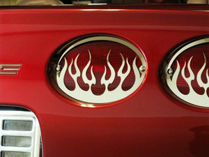 1997-2004 C5/Z06 CORVETTE - TAILLIGHT GRILLES FLAME STYLE 4PC | POLISHED STAINLESS STEEL