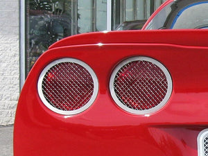 2005-2013 C6 CORVETTE - TAILLIGHT GRILLES LASER MESH 4PC | POLISHED STAINLESS STEEL